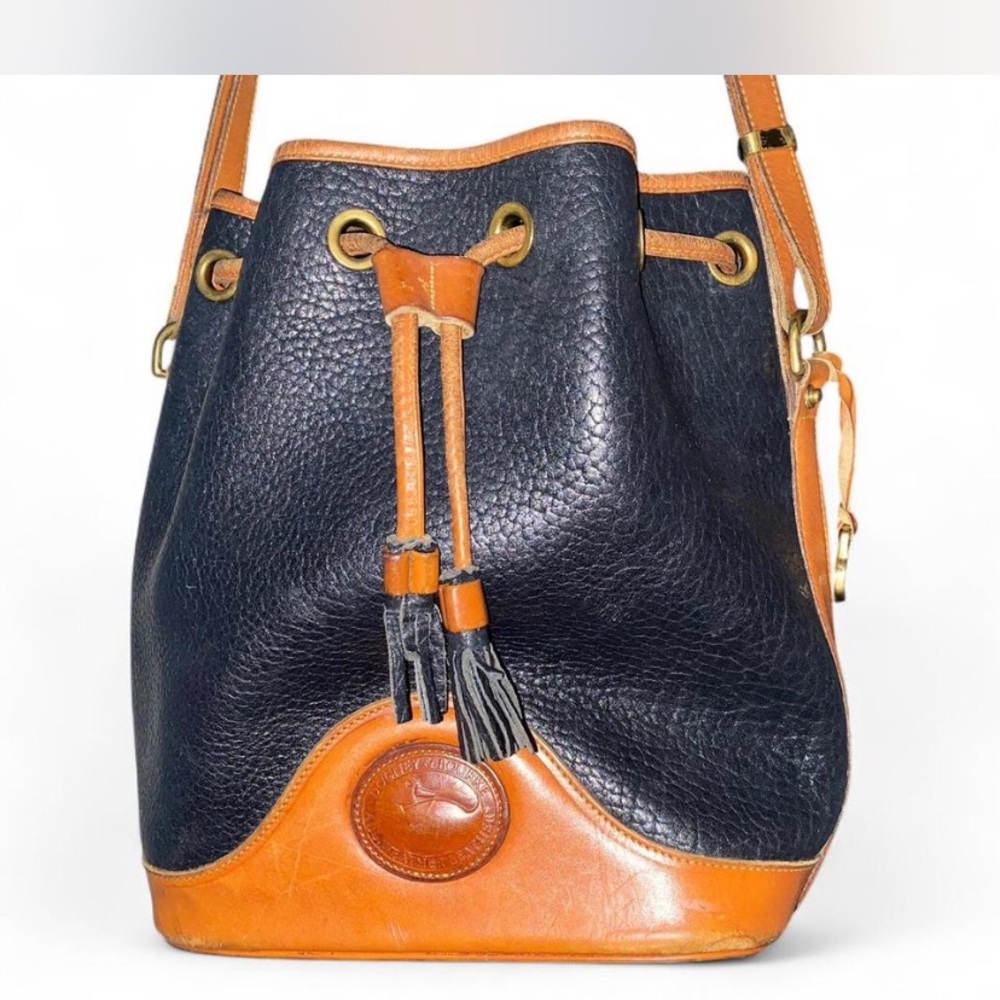 Dooney & Bourke Black and Tan Structured Shoulder Bag